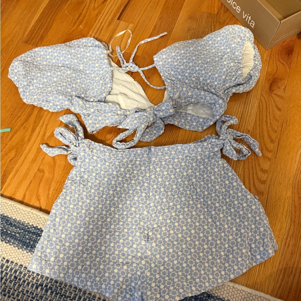 MINKPINK Blue and White Floral Set